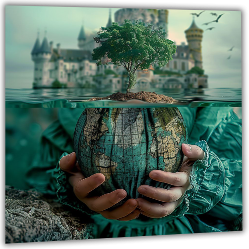 Painting Globe underwater