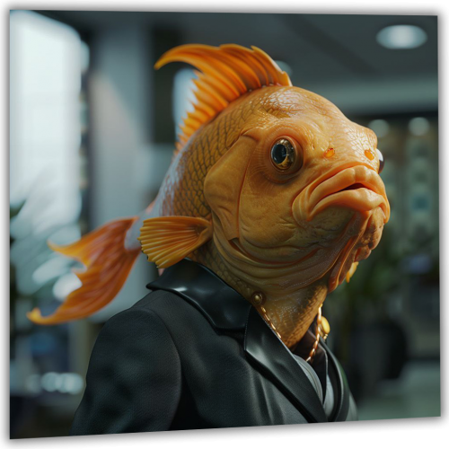Painting Human head in the form of a fish
