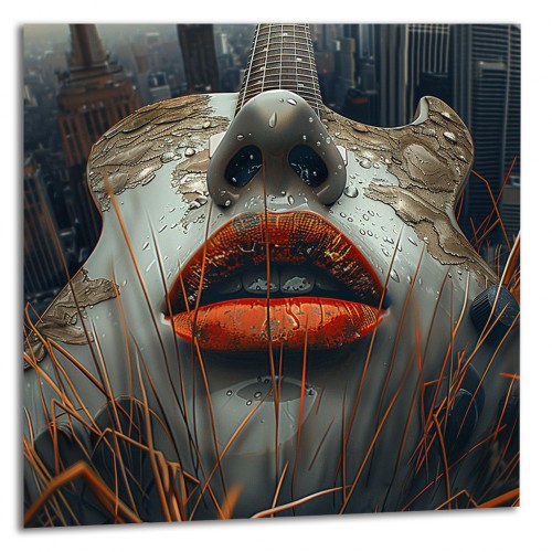 Guitar in the shape of a face