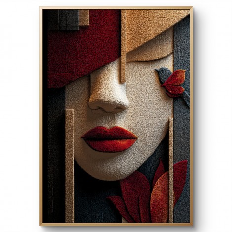 Crimson Geometry – Contemporary Abstract Face Wall Art