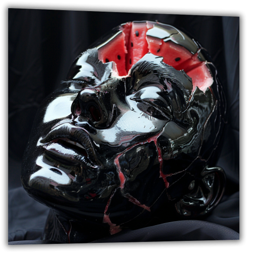 Painting on glass Human face watermelon