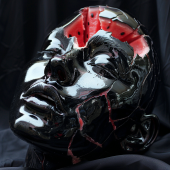 Painting on glass Human face watermelon Painting on glass Human face watermelon