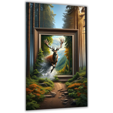 Painting on glass Red deer