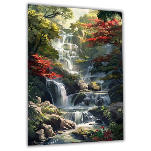 Painting on glass Forest waterfall