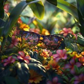 Painting on glass Glasses and flowers